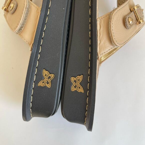 Alegria Womens Van 638 Tan Beige Leather Comfort Slide Thong Sandals Eu 40- US 9 - Picture 12 of 15